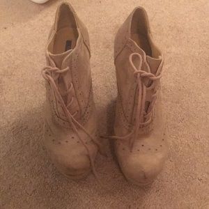 Nude platform oxford wedges